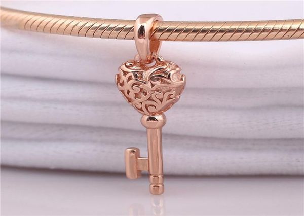 

925 sterling silver charm bead rose gold regal key pendant fit original necklace bracelet bangle for women jewelry gift2100150