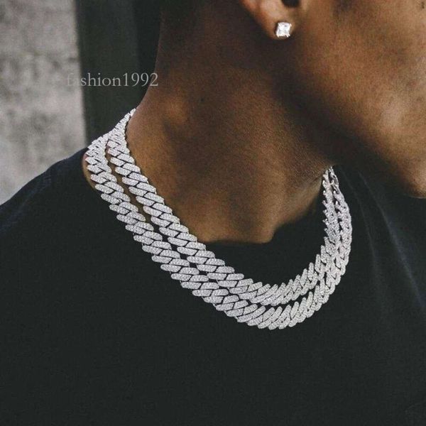

Hip-Hop Personality Iced Out S Sier 9K 10K 14K Gold Hiphop Moissanite Diamond Cuban Tennis Chain Necklace For Men