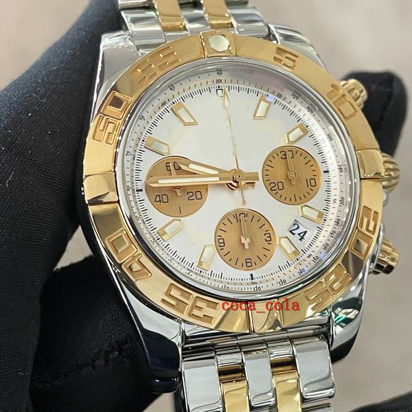 

chronomat watches silver dial rose gold stainless steel ref: cb0140 quartz chronograph working men's watch, Slivery;brown