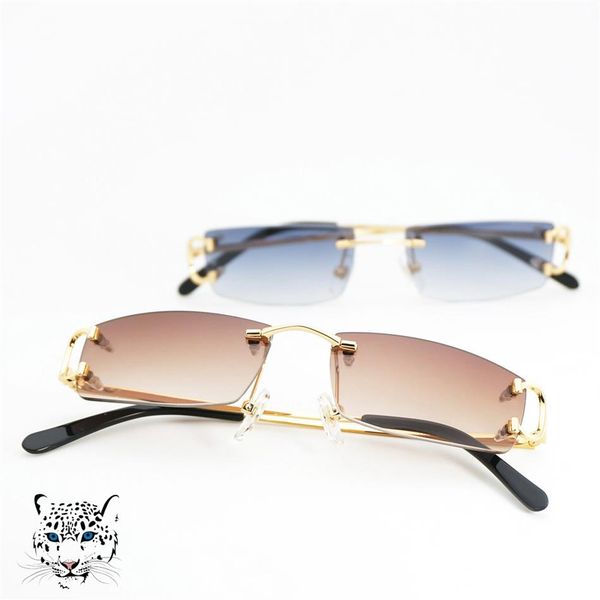 

luxury- small size square rimless sunglasses men women with c decoration wire frame luxury eyewear for summer outdoor trave280b, White;black