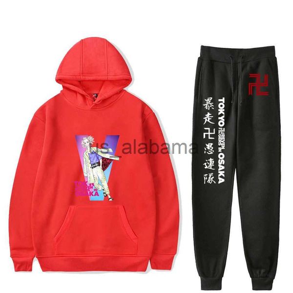 

men's tracksuits tokyo revengers pants suit anime cosplay character print couple oversized hoodies and sweatpants hooded sweatshirts tr, Gray