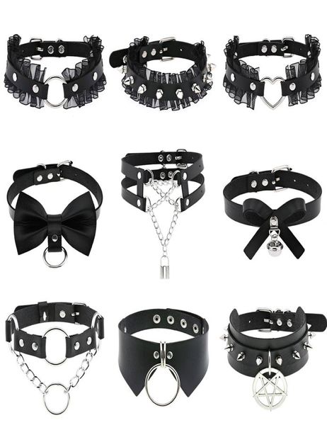 

fashion jewelry leather spiked choker punk collar women men rivets studded chocker chunky necklace goth jewelry metal gothic emo a9942583, Silver