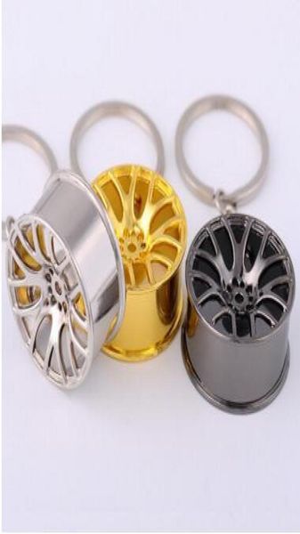 

3 colors metal wheel hub keyrings auto sports cars wheel key rings keychain pendant silver gold black wheel pendant hangs2686331