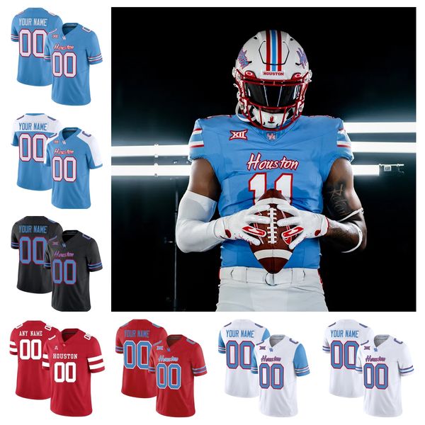 

2023 houston cougars uh football college jersey clayton tune ike ogbogu alton mccaskill ta'zhawn henry mulbah car nathaniel dell christ, Black