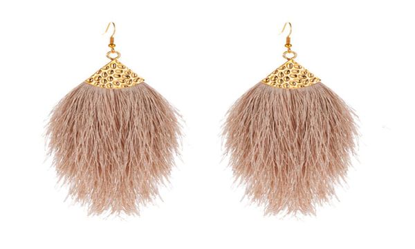 

2019 new arrive fashion boho earrings for women temperament fluffy feather dangle pendant statement jewelry ear accessories4059692, Silver