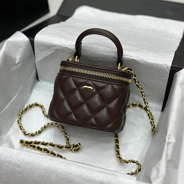 

brown mini crossbody women cosmetic bag matelasse chain leather quilted evening clutch outdoor coin purse classic vintage shoulder bag luxur