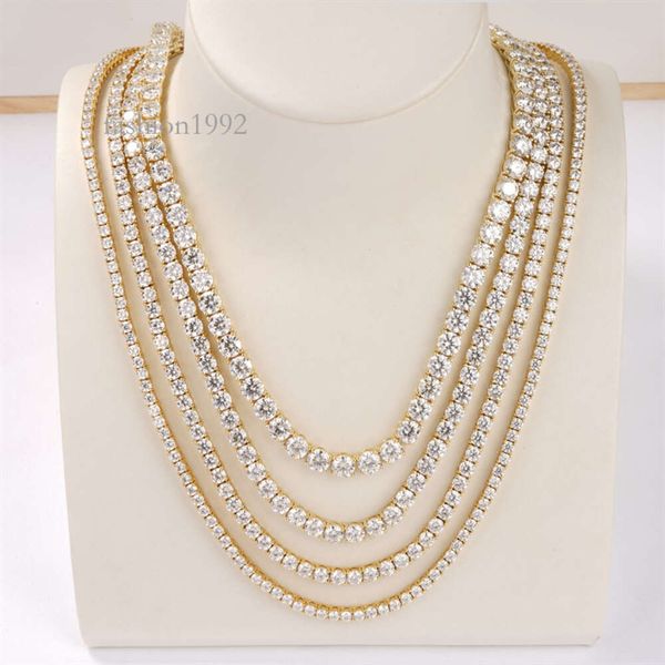 

Starsgem Custom Jewelry Round Cut Def Moissanite 14K Yellow Gold Tennis Necklace