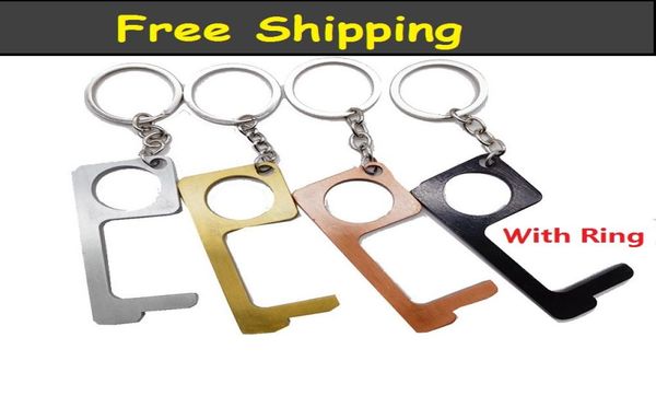 

door closer noncontact handheld brass edc keychain tool offering noncontact door opener hook stylus utlity tool with opp bag3804795, Slivery;golden