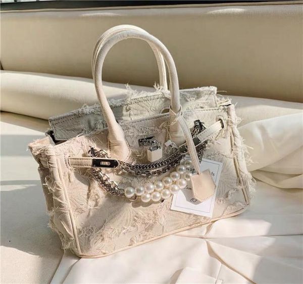

fashion accessories handstitched denim birkin kelly tote bag3821231, Silver
