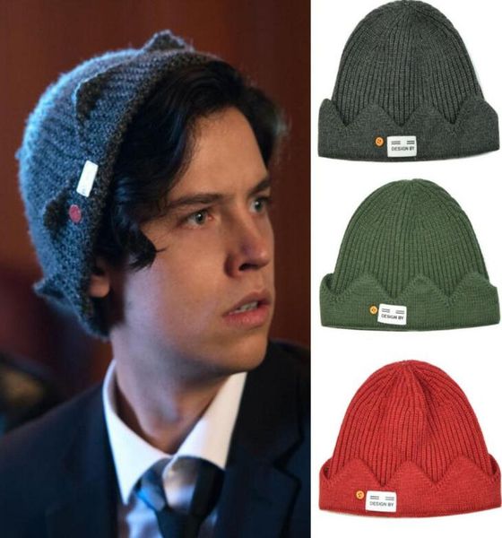 

jughead jones riverdale winter warm beanie hat c exclusive crown knitted cap hat dome hat4093636, Blue;gray