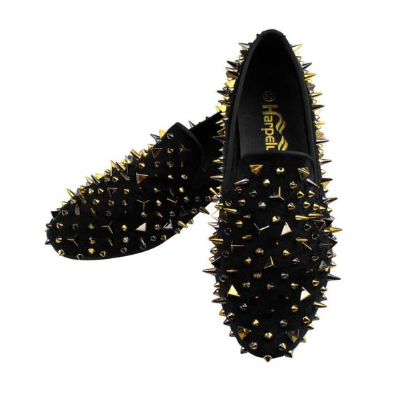 

harpelunde slipon men dress wedding shoes handmade black velvet loafers spikes fashion footwear 6 to 141899128