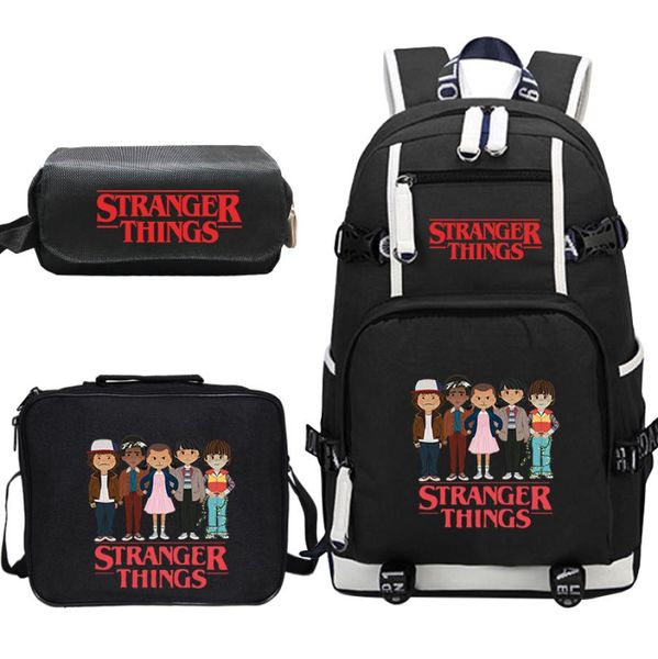 

stranger things canvas backpack set school bags for girls boys college students travel rucksack teenage laptravel backpacks5635722