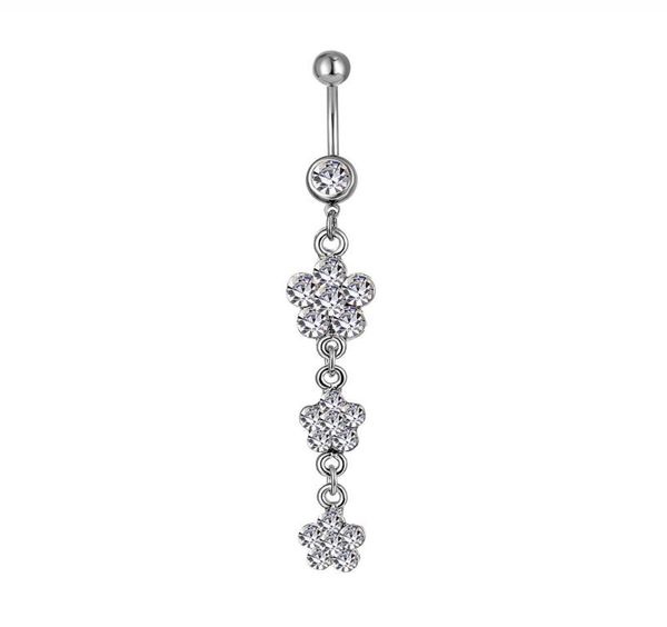 

d0342 flower belly navel button ring012345678910111889608, Silver