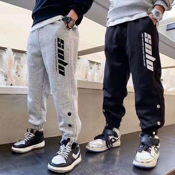 

trousers spring autumn kids teenage boys loose sweatpant fleece jogger pant for children casual school sport pants clothes 230906, Blue