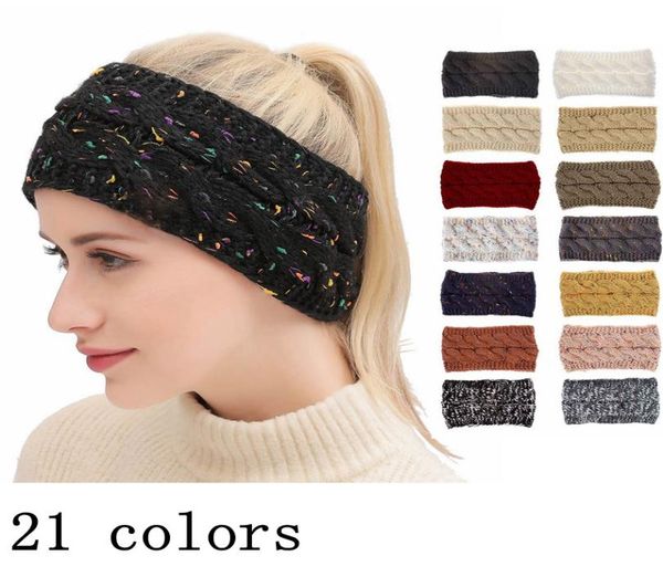 

21 colors knitted hairband solid colour stretchy colorful yarn widebrimmed hair band adults women warm hair ornaments lla10502299921, Blue;gray