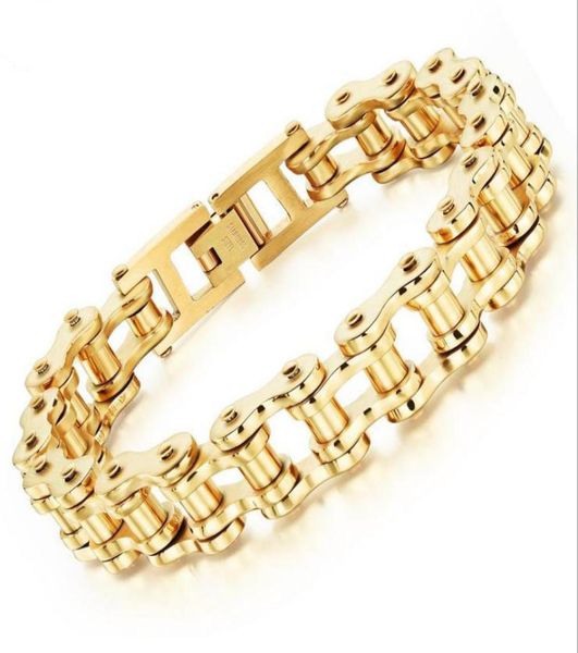 

316l stainless steel bracelet bangle punk biker bicycle motorcycle link chain bracelets gold black silver color men classic style 7914544