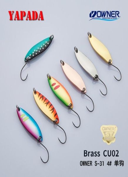 

yapada brass spoon cu02 43g53g7g 43x13mm owner single hook multicolor metal spoon stream fishing lures trout t1910167253713