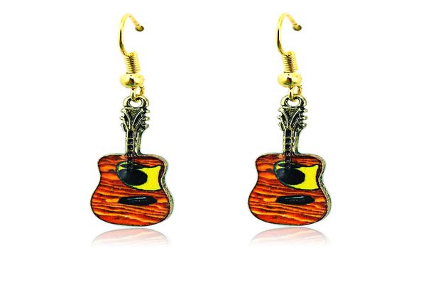 

fashion charms earrings stainless steel hooks dangle mix color retro guitar pendants earrings for women jewelry6097548, Golden