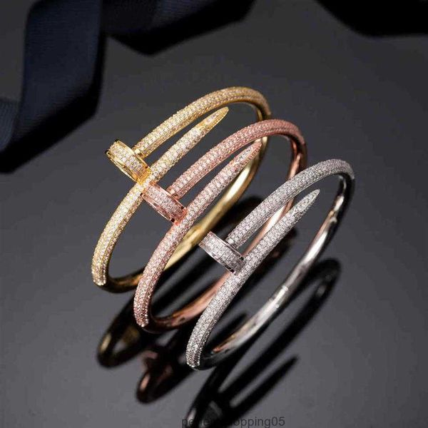 

nail bracelets women 18k gold plated love bangle full diamond bracelet jewelry for lover gift 16 5cm no box254i, Black