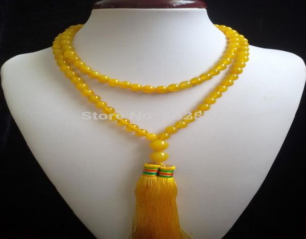 

whole tibetan 108 natural yellow jade 6mm14mm beads buddhist 108 prayer mala3267471, Silver