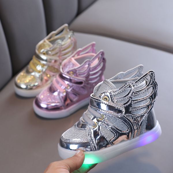 

athletic outdoor childrens sneakers baby girls toddler glowing sneakers with light girls sports shoes size 2130 led light kids casual shoes, Black