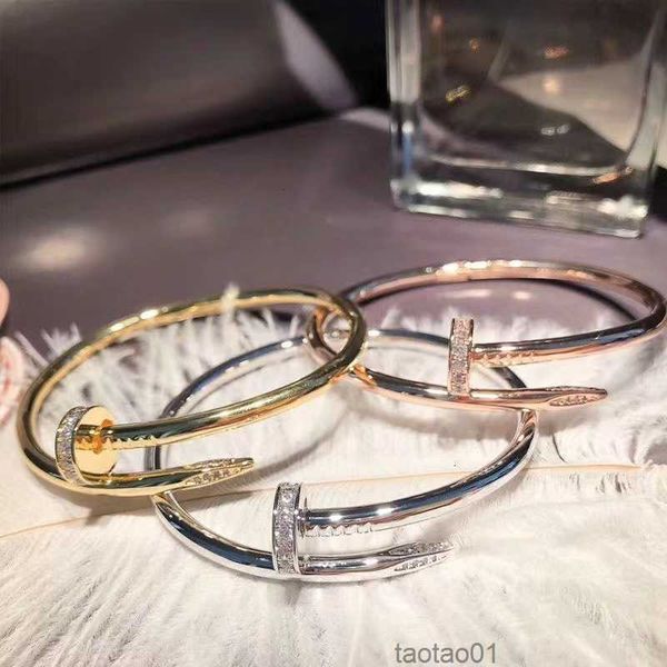 

nail bracelet gold bangle for women men stainless steel cuff bangles open nails in hands christmas gifts girls accessories wholesale designe, Silver