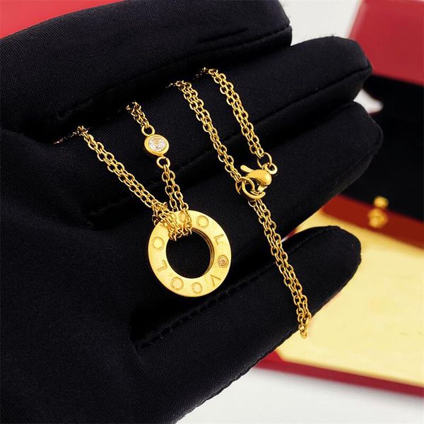 

18k gold plated slide pendant diamond love necklace designer jewelry, Silver