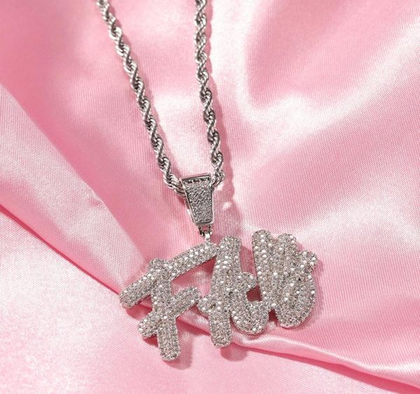 

ling diy az custom name letters pendant necklaces shining bling colorful zirconia for men women gift with ed rope chain6680439, Silver