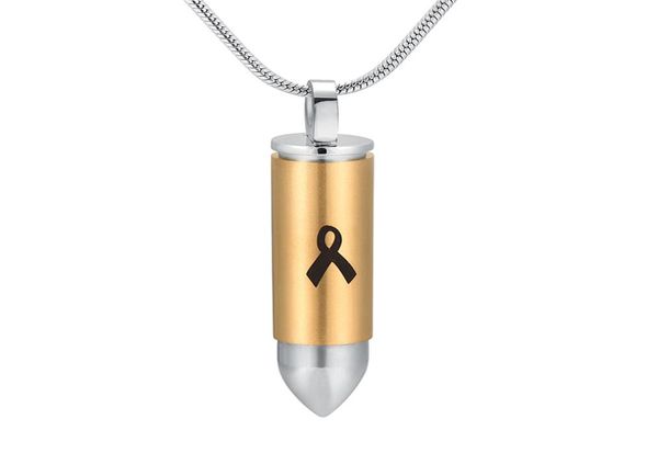 

ijd989 stainless steel gold bullet with ribbon cremation memorial pendant for ashes urn keepsake souvenir jewelry for men3595354, Silver