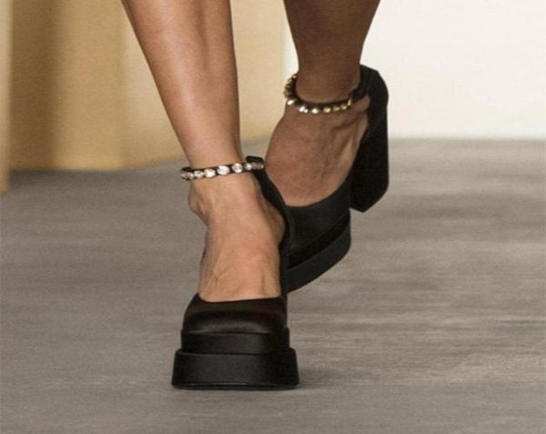 

sandals retro mary janes women summer shoes thick high heel platform black red yellow dress party wedding woman pumps5884923