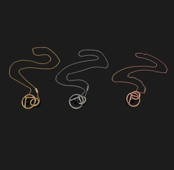 

double ring f letter necklace for women0123456789107876030, Silver