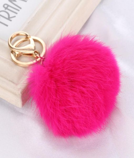 

rabbit fur ball keychain soft fur ball lovely gold metal key chains ball pom poms plush keychain car keyring bag earrings accessor4361382, Silver