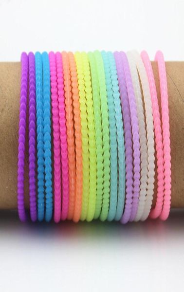 

100pcslot cool men women039s neon fluorescent luminous bracelets wristbands rubber gummy hairband glow bracelets bangles3555933, Black