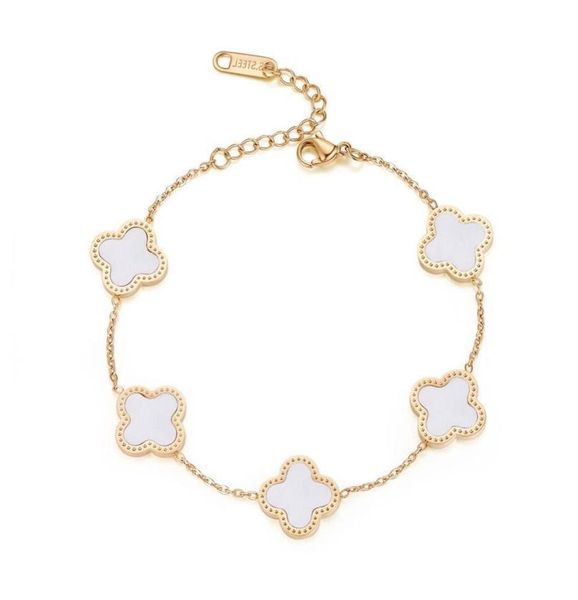 

whole brand jewelry malachite four leaf clover bracelet women stainless steel classic designer 18k gold5696713, Black