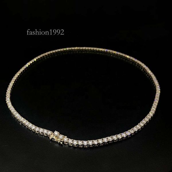 

Factory Custom Men Women Real S Sier/Solid Gold 16" 18" 20" 22" 3Mm Moissanite Diamond Tennis Link Chain Necklace