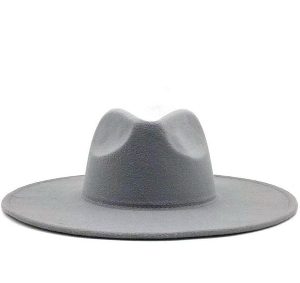 

classical wide brim fedora hat black white wool hats men women crushable winter hat wedding jazz hats7076594, Blue;gray