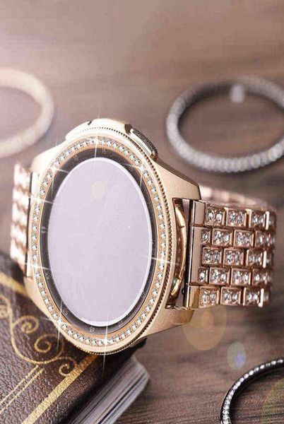 

strap bezel for samsung galaxy 4 classic 42mm 46mm woman stainless steel 20mm 22mm link bracelet 3 41mm 45mm band h2204197591948, Black;brown