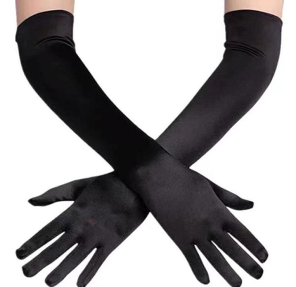 

five fingers gloves women stain 53cm long gothic lolita evening party hand warmer 1920s for cosplay costume opera cocktail2848185, Blue;gray