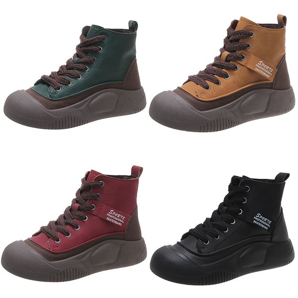 

multi-colored muffin thick sole inside heightened athletic casual shoes woman black yellow red green trainers outdoor sneakers color 4