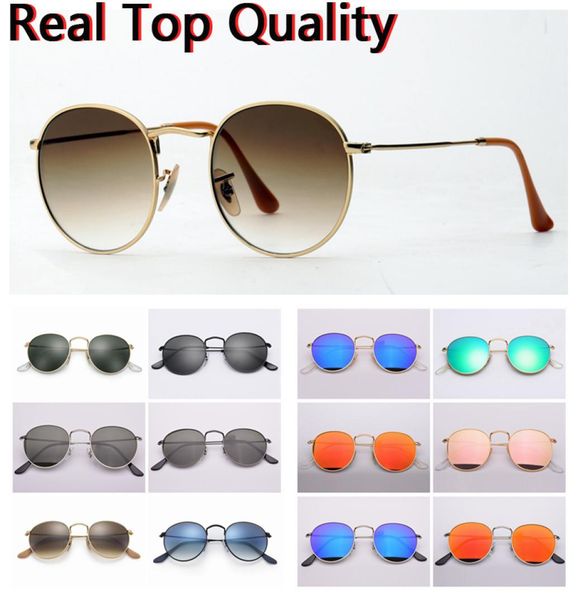 

womens fashion sunglasses round metal uv protection glass lenses mens driving sun glasses with original leather case cloth 8064411, White;black