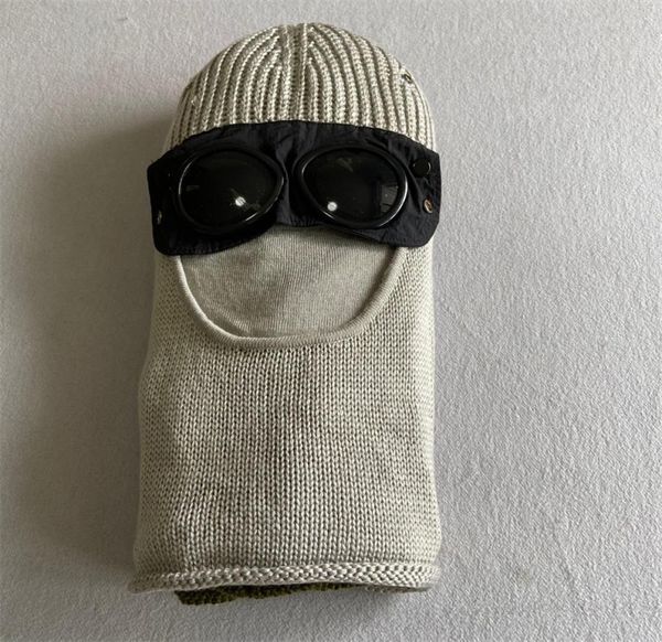 

two glasses goggles hat designer fashion autumn winter men and women with the same outdoor knitted hats original 3 color optional3982474, Blue;gray