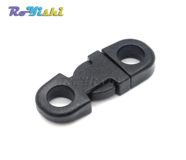 

100pcslot 5mm hole039s dia straight flat side release plastic buckles for mobile phone paracord black4797641, Black