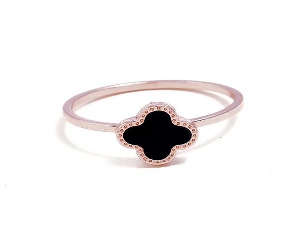 

fashionfashionable simple 100banded clover ring korean version of 18k rose goldplated black open female finger ring7458632, Silver