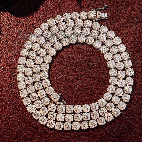 

finest jewelry necklace bling width 3mm 18k real white gold round moissanite diamonds tennis chains, Silver