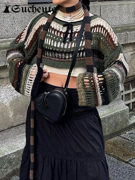 

women s sweaters suchcute y2k stripe hollow out fishnet smock crop women fairycore oversize sweater grunge goth cloth 230906, White;black