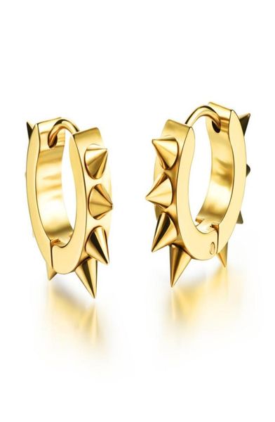 

men039s spike hoop earrings stainless steel silver gold black4641647, Golden;silver