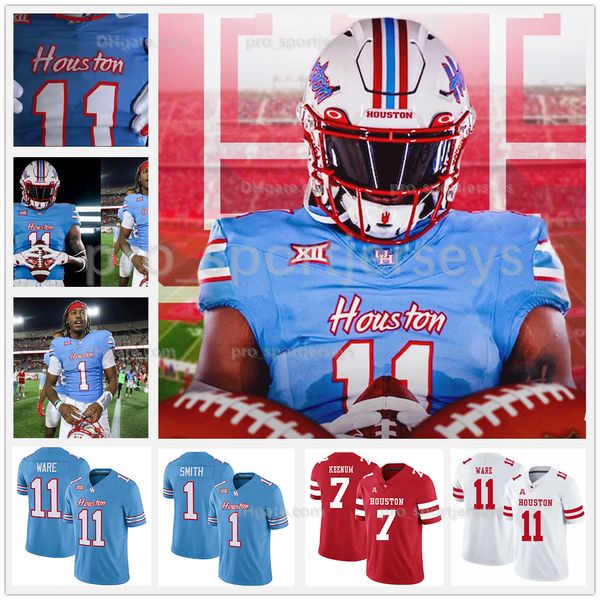 

ncaa custom houston college cougars football jerseys andre ware case keenum d'eriq king greg ward jr. wilson whitley kyle porter jeremy, Black