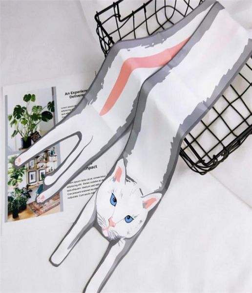 

new cartoon animal long scarf small scarf female spring and summer twosided joker scarf1658145, Blue;gray