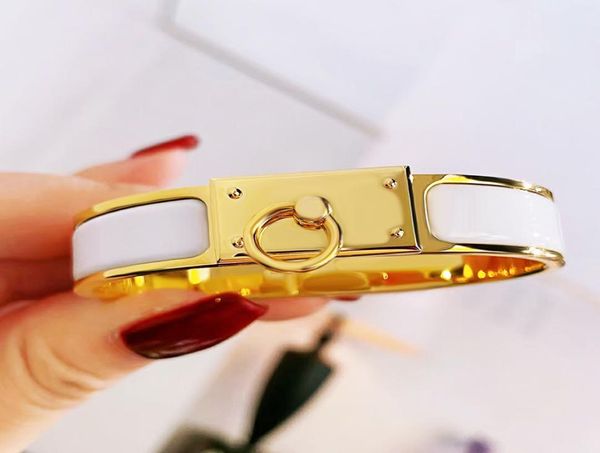 

brand jewelry designer enamel bracelet h hasp 18k gold titanium steel belt christmas party fashion womens love charms luxury cuff 6903722, Black