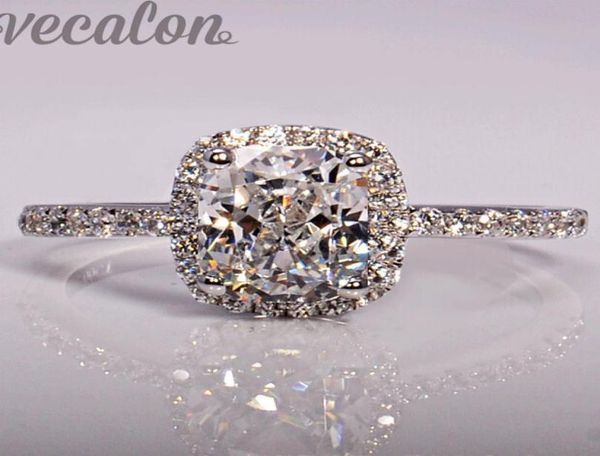 

vecalon fashion jewellry design wedding band ring for women cushion cut 3ct diamond 925 sterling silver female finger ring gift si5498038, Slivery;golden